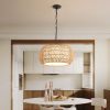 Farmhouse Boho Jute Rope Pendant Light – Adjustable Height