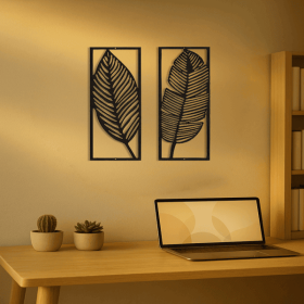 Black Metal Leaf Wall Art Set of 2