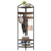 Industrial Corner Hall Tree with Coat Rack & Shoe Storage