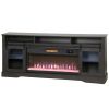 80" TV Stand with Electric Fireplace & Storage – Gray