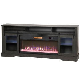 80" TV Stand with Electric Fireplace & Storage – Gray