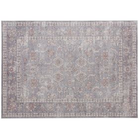 4x6 Traditional Floral Machine Washable Non-Slip Area Rug – Grey & Brown