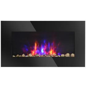 28.5" Wall Mounted Electric Fireplace with 7-Color LED Flame Effect