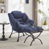 Lazy Chair with Ottoman, Modern Lounge Accent Chair with Armrests and a Side Pocket