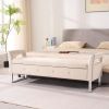 67.91"Wide Velvet Storage Soft Bench with Armrests for Living Room, Entryway and Bedroom. Beige