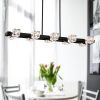 Rectangle Chandelier for Dining Room, 10-Light Black Farmhouse Linear Pendant Light Fixture, Modern Crystal Hanging Lighting Chandelier for Lobby