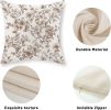 Brown Pillow Covers 16x16 Set of 2 Brown and Cream Floral Chinoiserie Throw Pillows Vintage Rustic Toile Flower Decorative Pillow Cases Outdoor Chinoi