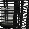 Candle Holder Black Bamboo and Glass Standard Portable