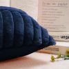 Couch Decorative Throw Pillow Covers 18x18 Set of 2 Faux Fur Plush Soft Fluffy Velvet Cushion Case Cozy Fuzzy Striped Pillowcase Home Decor for Bed So