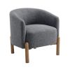 Gray Upholstered Accent Chair with Solid Wood Legs