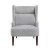 Contemporary Grey Wingback Accent Chair Chenille Upholstery Plywood Frame Living Room Furniture 1pc