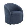 Blue Boucle Swivel Barrel Chair 1pc Solid Wood Durable Contemporary Living Room Furniture Luxurious Accent Seating