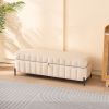 49.21" Wide Upholstered Velvet Storage Soft Bench Footstool Ottoman End of Bed with Metal Legs, Foot Rest for Living Room, Entryway and Bedroom. Beige