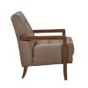 Modern Style Accent Chair Brown Leather Upholstered Tufted Detail Walnut Finish Wood Furniture 1pc