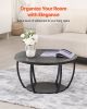 Modern 2-Tier Round Coffee Table with Open Storage