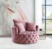 Zunyas Pink Velvet Accent Chair W/Swivel