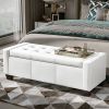 50.5" Faux Leather Rectangular Tufted Storage Ottoman Bench for Living Room, Entryway, or Bedroom, White