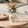 White Vases for Decor, Heart Shaped Ceramic Vase Set of 2, Nordic Heart Shaped Vases