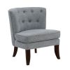 1pc Modern Dark Gray Upholstery Button Tufted Accent Chair Solid Wood Legs Classic Living Room Furniture