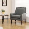 Mid-century Modern Armchair Linen Fabric Upholstered Accent Chair with Cushion