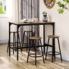 5-Piece Industrial Dining Set with Bar Table & Round Stools