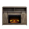 Rustic Oak 2-Door Fireplace with 2 Shelves