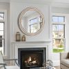 23.62 inches Wood Round Decorative Mirrors for Wall Decor, Rustic Circle Mirror for Bedroom, Bathroom, Living Room