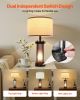 Farmhouse Table Lamps Set of 2 with Linen Shades
