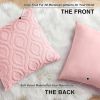 Throw Pillow Covers 18x18 Inch Set of 2, Soft Plush Faux Wool Pink Solid Couch Pillow Covers