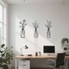 3 Pieces Metal Flowers Wall Arts - Rustic Farmhouse Decor Minimalist Flower Wall Decors for Living Room Bathroom Kitchen Bedroom Dining Room - Housewa