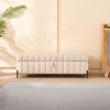 49.21" Wide Upholstered Velvet Storage Soft Bench Footstool Ottoman End of Bed with Metal Legs, Foot Rest for Living Room, Entryway and Bedroom. Beige