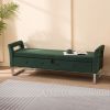 67.91"Wide Velvet Storage Soft Bench with Armrests for Living Room, Entryway and Bedroom. GREEN