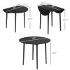 35" Round Drop Leaf Folding Dining Table – Distressed Black