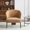 Modern Accent Chair with Round Back & Wooden Legs - Mid-Century Inspired Lounge Chair for Living Room, Bedroom, or Office - Soft Fabric Upholstery