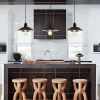Farmhouse Vintage Black Pendant Light with Spring Frame