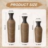 3-piece set of beige+black decorative floor vases, classic and neat floor vases with high independent flower racks, artificial vine vases