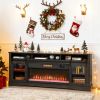 80" TV Stand with Electric Fireplace & Storage – Gray