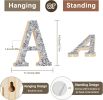 5.7 Inch Marquee Letters Wall Decor, Diamond Monogram Wooden Alphabet Signs, Living Room Bedroom Office Home Decor Wall Art