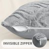 Throw Pillow Covers 18x18 Inch Set of 2, Soft Plush Faux Wool Grey Solid Couch Pillow Covers