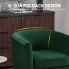 Velvet Accent Chair with Ottoman, Modern Barrel Chair Armchair for Living Room, Green