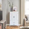 27'' Accent Tall Tower White Storage Cabinet - Rustic Wood Sideboard Pantry Cabinet - Versatile Buffet Cabinet with Storage for Home Decor and Organiz