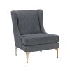 Modern Luxury Dark Gray Chenille Upholstery Wingback Accent Chair 1pc Gold Finish Metal Legs Pocket Coils Diamond Stitched Furniture