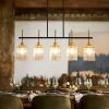 Farmhouse Chandelier 5-Light Dining Room Light Fixture Over Table Kitchen Island Lighting Rustic Chandeliers for Dining Light with Glass Pendant Light