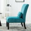 Pisano Contemporary Chenille Fabric Armless Accent Chair with Pillow, Teal Blue