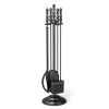 5-Pieces Fireplace Tool Set with Poker Tongs Brush Shovel and Round Stand
