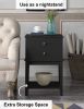 28" Tall Black Nightstand with 2 Drawers