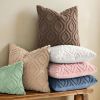 Throw Pillow Covers 18x18 Inch Set of 2, Soft Plush Faux Wool Brown Solid Couch Pillow Covers