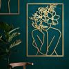 4 Pack Gold Wall Art Decor, Minimalist Single Line Real Metal Wall Art, Woman's Body Shape Abstract Wall Art (Gold Classic Style, 17 x 11.8'')