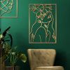 4 Pack Gold Wall Art Decor, Female Flower Face Lover Minimalist DÃ©cor Single Line Art Wall DÃ©cor, Real Metal Wall Art