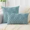 Summer Throw Pillow Covers 18x18 Inch Set of 2, Soft Plush Faux Wool Aqua Solid Couch Pillow Covers
